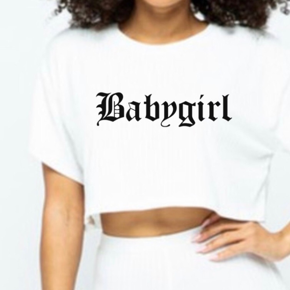 Babygirl Crew Neck Short Sleeve Crop Top